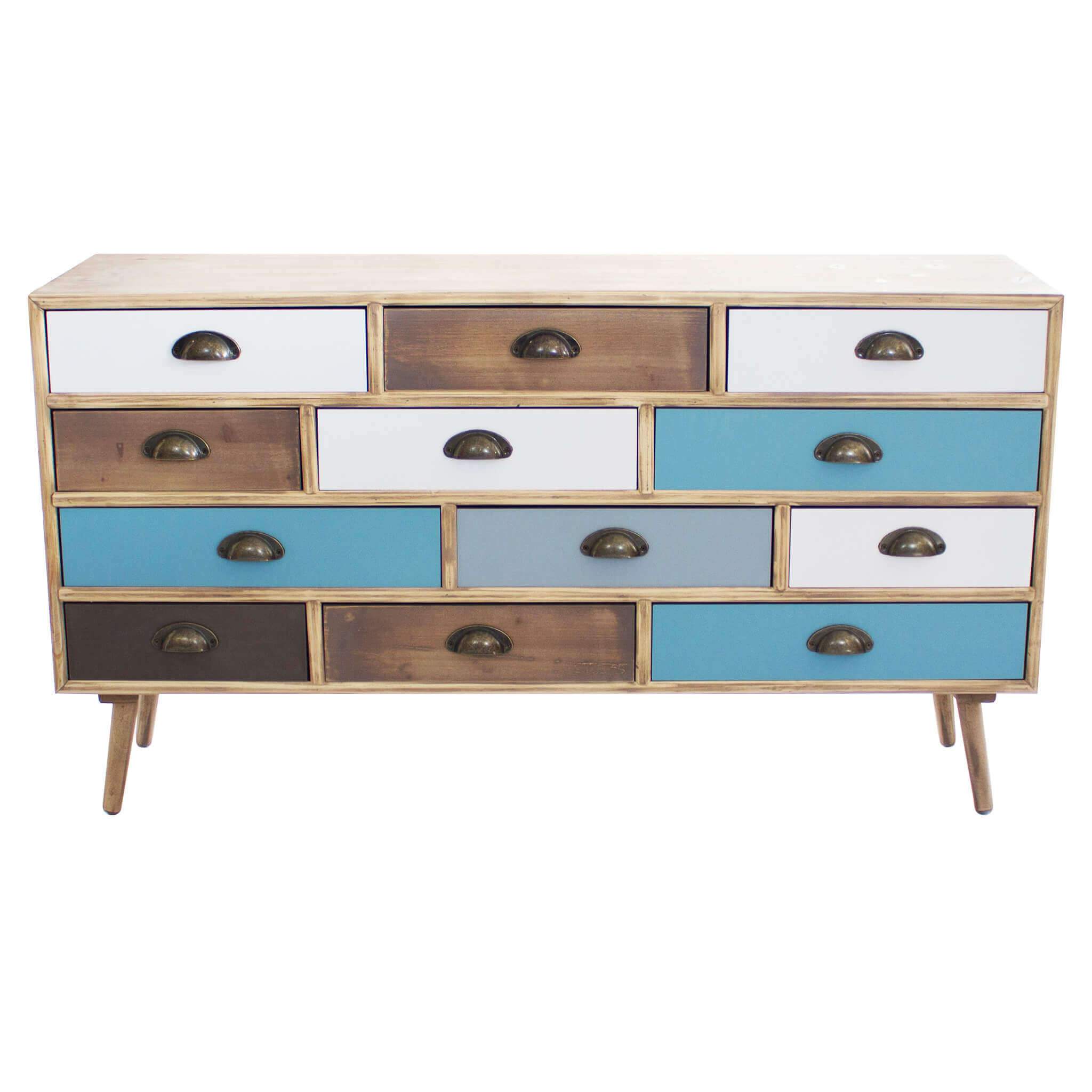 MOBILE JASPER IN LEGNO COLORATO CON 12 CASSETTI 120 X 36,5 X H67 CM