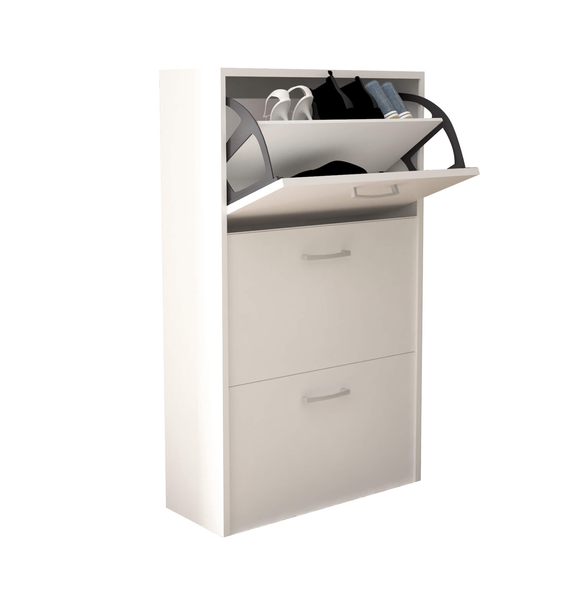 SCARPIERA MOLLY 3 ANTE A RIBALTA BIANCO 59 X 25 X H105 CM