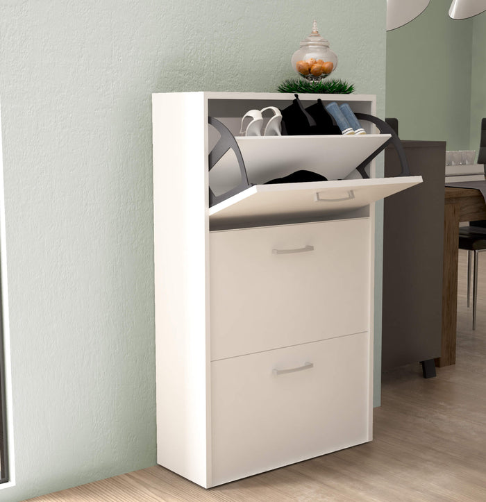 SCARPIERA MOLLY 3 ANTE A RIBALTA BIANCO 59 X 25 X H105 CM