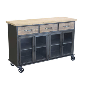 CAMDEN MOBILE CREDENZA INDUSTRIAL 3 CASSETTI E 4 ANTE 122X41,6X80,5 CM BICOLORE