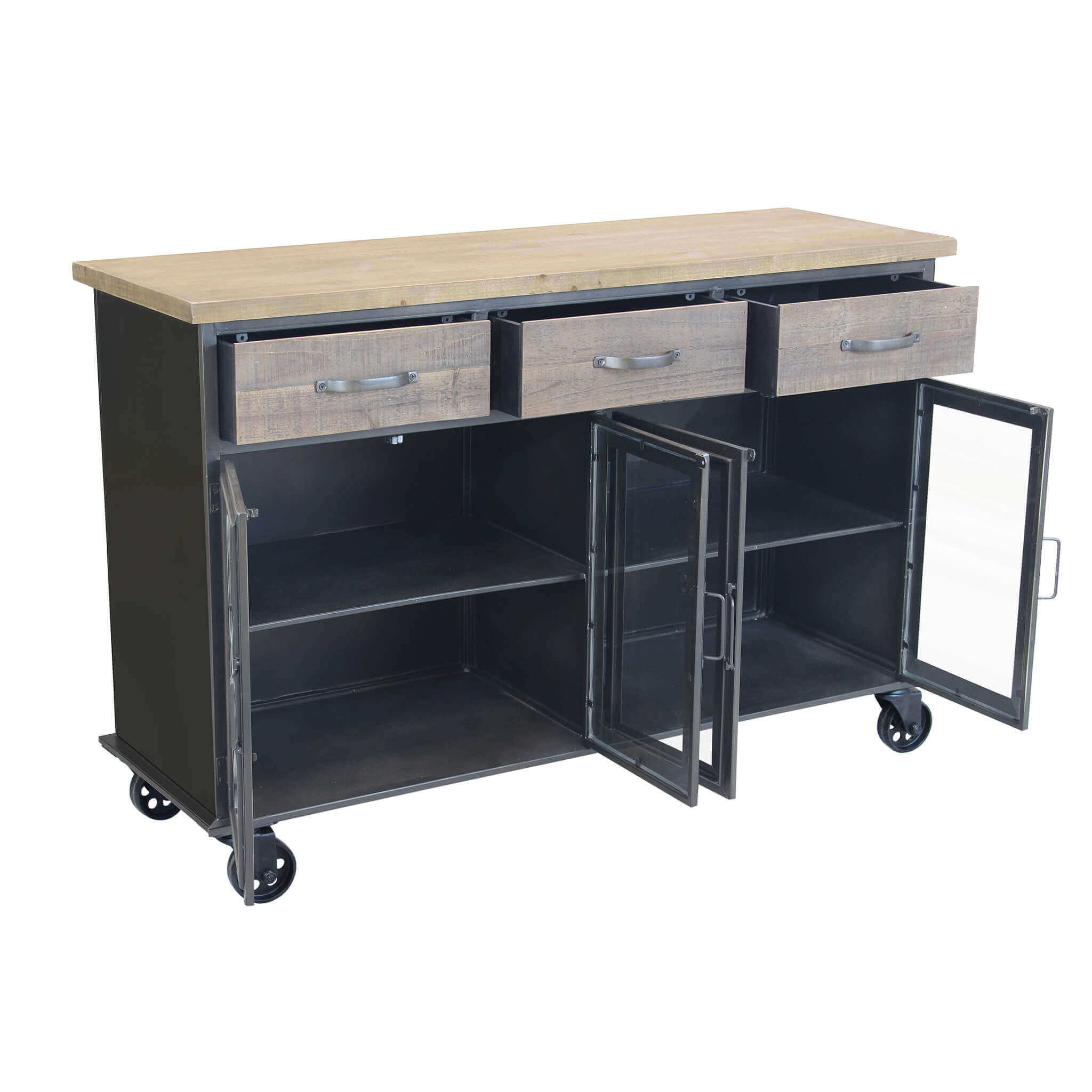 CAMDEN MOBILE CREDENZA INDUSTRIAL 3 CASSETTI E 4 ANTE 122X41,6X80,5 CM BICOLORE