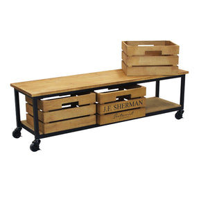 CARTER MOBILE BASSO CON 3 CESTE IN LEGNO110X30X33 CM COLORE NATURALE