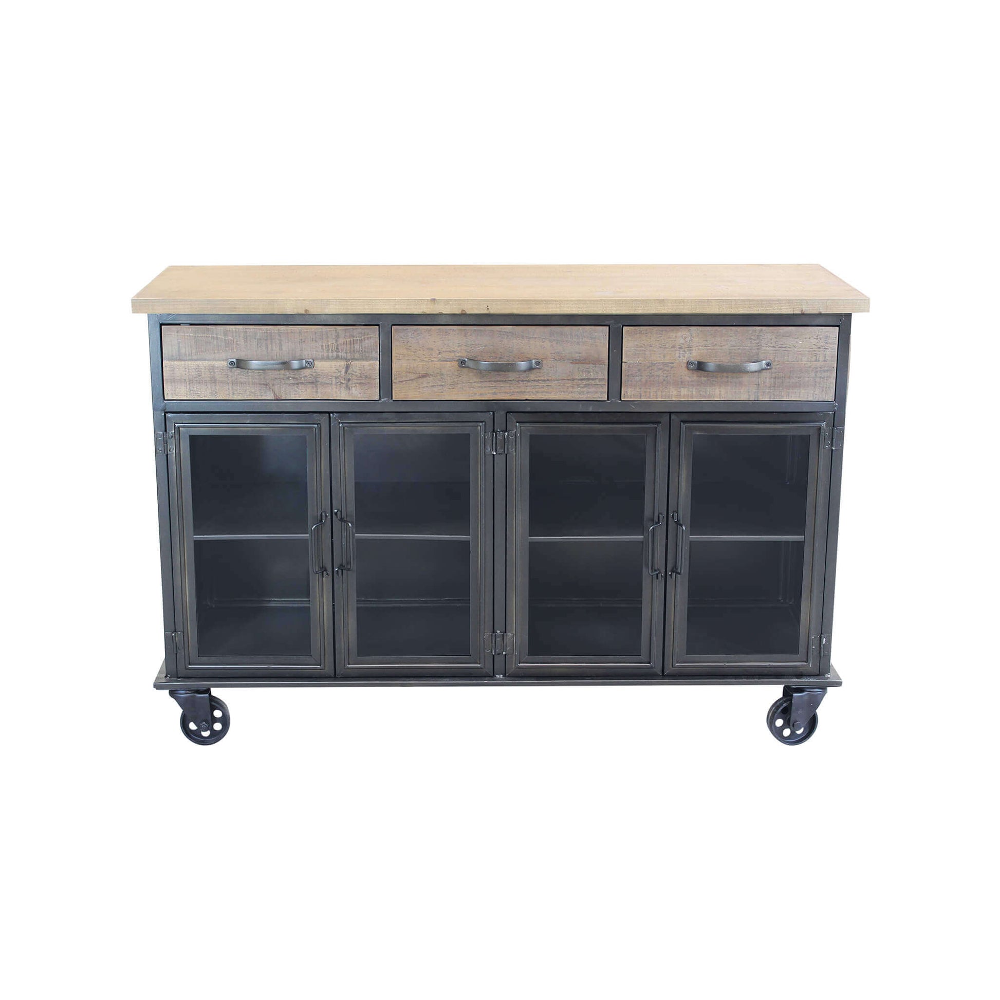 CAMDEN MOBILE CREDENZA INDUSTRIAL 3 CASSETTI E 4 ANTE 122X41,6X80,5 CM BICOLORE