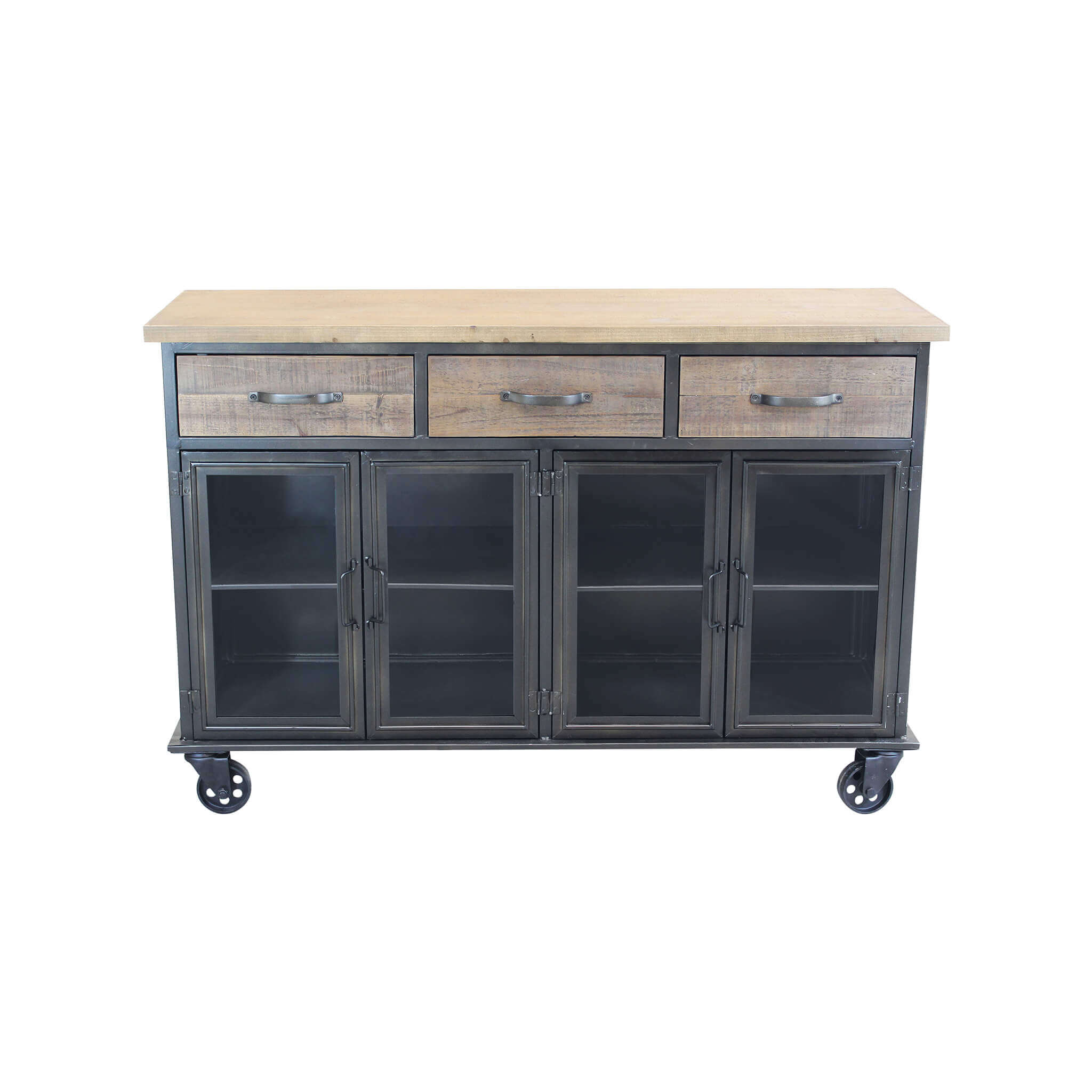 CAMDEN MOBILE CREDENZA INDUSTRIAL 3 CASSETTI E 4 ANTE 122X41,6X80,5 CM BICOLORE
