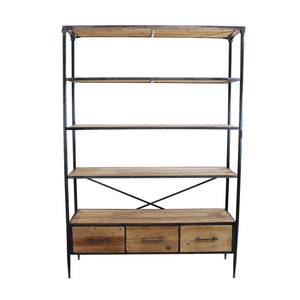 DELMAR SCAFFALE INDUSTRIAL 5 PIANI E 3 CASSETTI 128X44,5X153,5 CM LEGNO