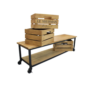 CARTER MOBILE BASSO CON 3 CESTE IN LEGNO110X30X33 CM COLORE NATURALE