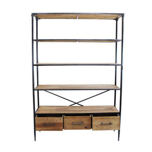 DELMAR SCAFFALE INDUSTRIAL 5 PIANI E 3 CASSETTI 128X44,5X153,5 CM LEGNO