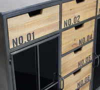 MOBILE CADEN IN ACCIAIO E LEGNO 98,5 X 38,5 X H84 CM CON RUOTE