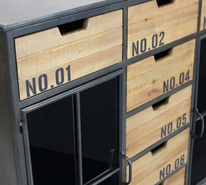 MOBILE CADEN IN ACCIAIO E LEGNO 98,5 X 38,5 X H84 CM CON RUOTE