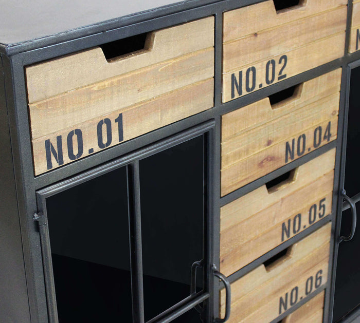 MOBILE CADEN IN ACCIAIO E LEGNO 98,5 X 38,5 X H84 CM CON RUOTE