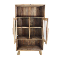 MOBILE ELVIN IN LEGNO DI PINO RICICLATO CON 2 RIPIANI E VETRINA AD ANTE