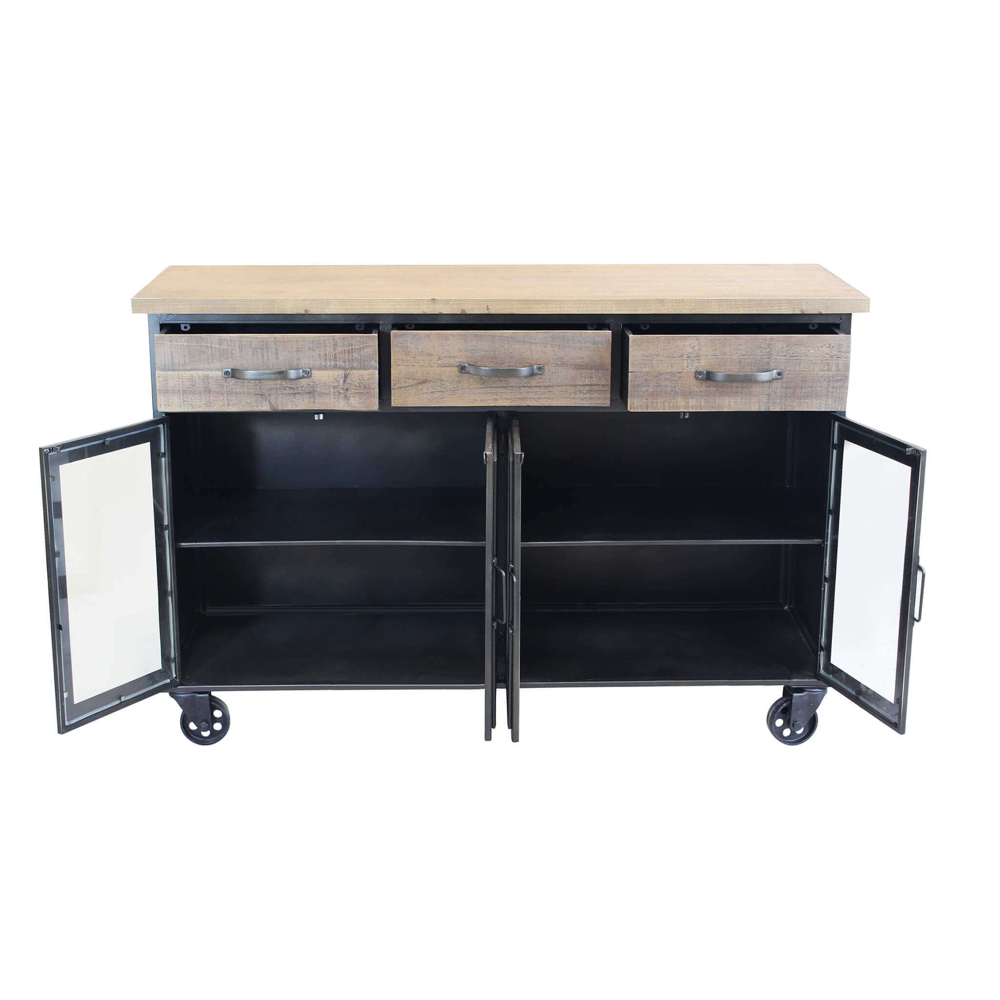 CAMDEN MOBILE CREDENZA INDUSTRIAL 3 CASSETTI E 4 ANTE 122X41,6X80,5 CM BICOLORE