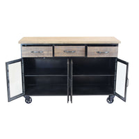 CAMDEN MOBILE CREDENZA INDUSTRIAL 3 CASSETTI E 4 ANTE 122X41,6X80,5 CM BICOLORE