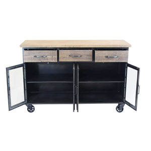 CAMDEN MOBILE CREDENZA INDUSTRIAL 3 CASSETTI E 4 ANTE 122X41,6X80,5 CM BICOLORE