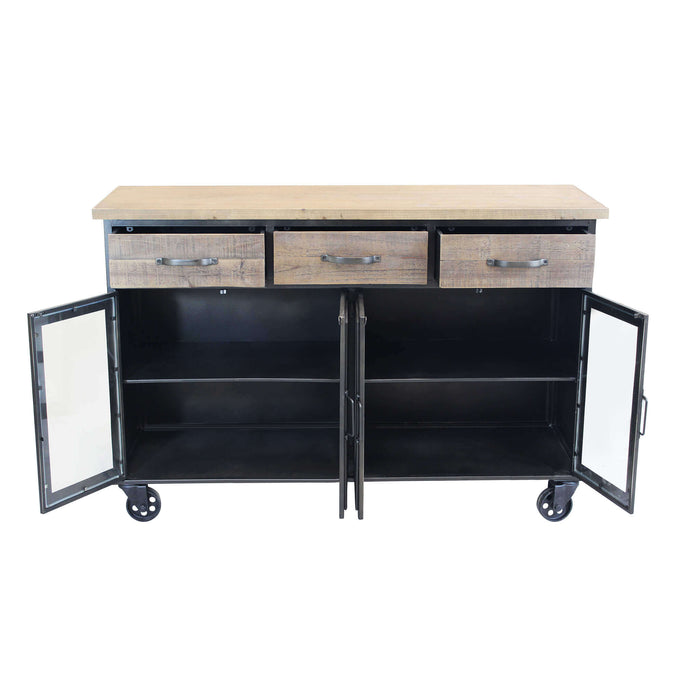 CAMDEN MOBILE CREDENZA INDUSTRIAL 3 CASSETTI E 4 ANTE 122X41,6X80,5 CM BICOLORE