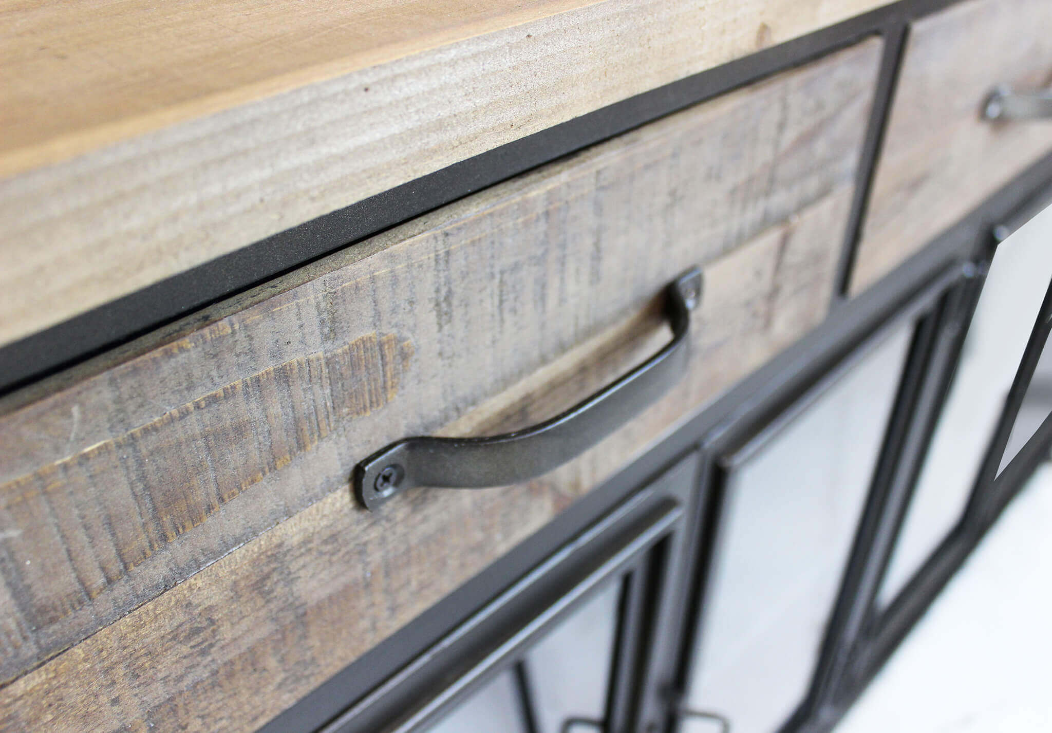 CAMDEN MOBILE CREDENZA INDUSTRIAL 3 CASSETTI E 4 ANTE 122X41,6X80,5 CM BICOLORE