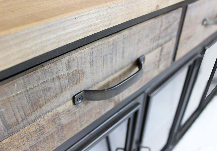 CAMDEN MOBILE CREDENZA INDUSTRIAL 3 CASSETTI E 4 ANTE 122X41,6X80,5 CM BICOLORE