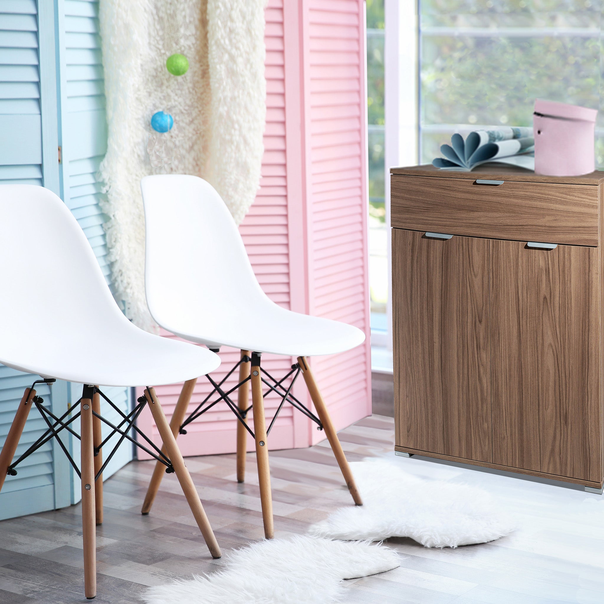 MOBILETTO CON 2 ANTE E CASSETTO TINTA NOCE 75 X 38 X H112 CM