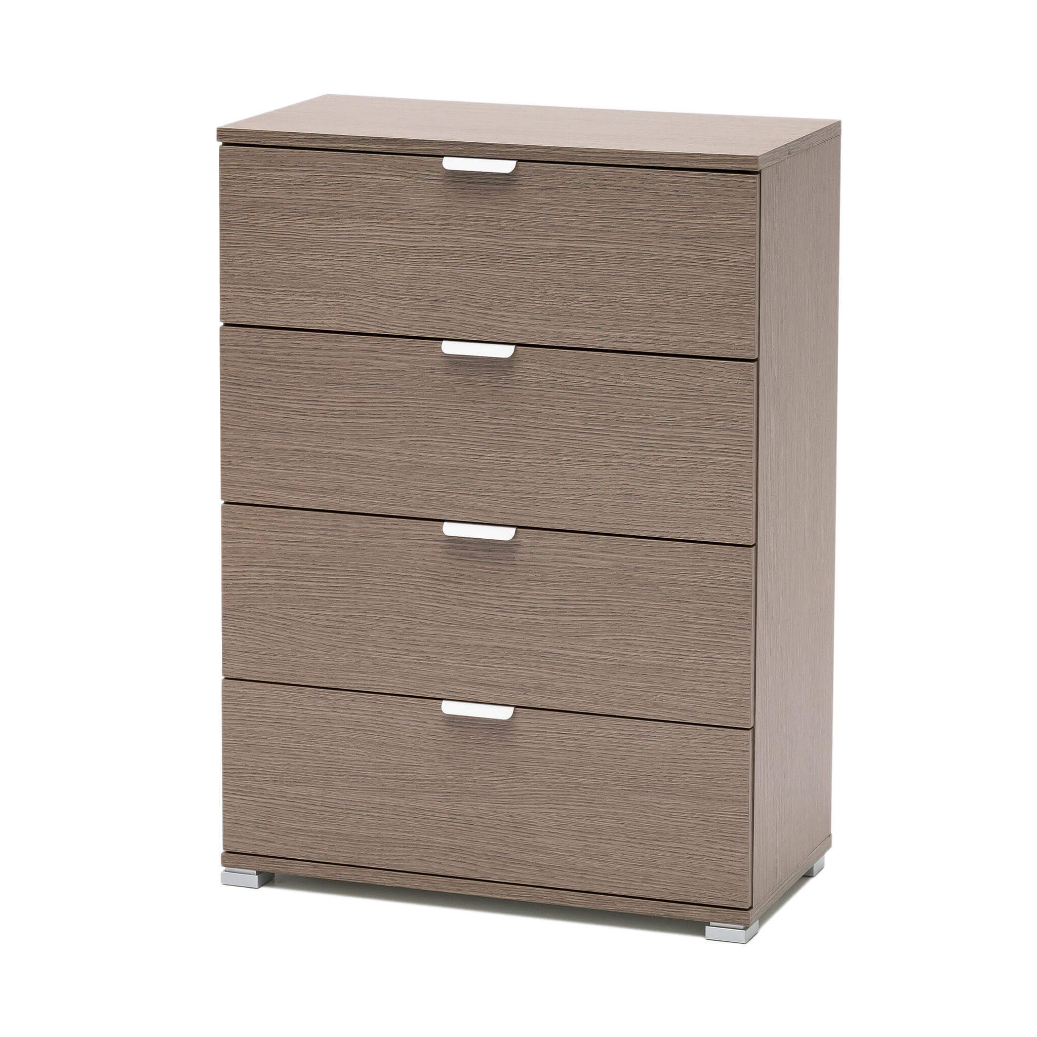 CASSETTIERA BASIC CON 4 CASSETTI IN LEGNO ROVERE GRIGIO 60 X 38 X H 85 CM