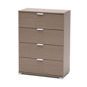 CASSETTIERA BASIC CON 4 CASSETTI IN LEGNO ROVERE GRIGIO 60 X 38 X H 85 CM