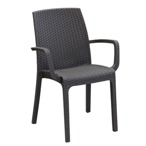 POLTRONA INDIANA IMPILABILE IN POLYRATTAN SINTETICO TAUPE