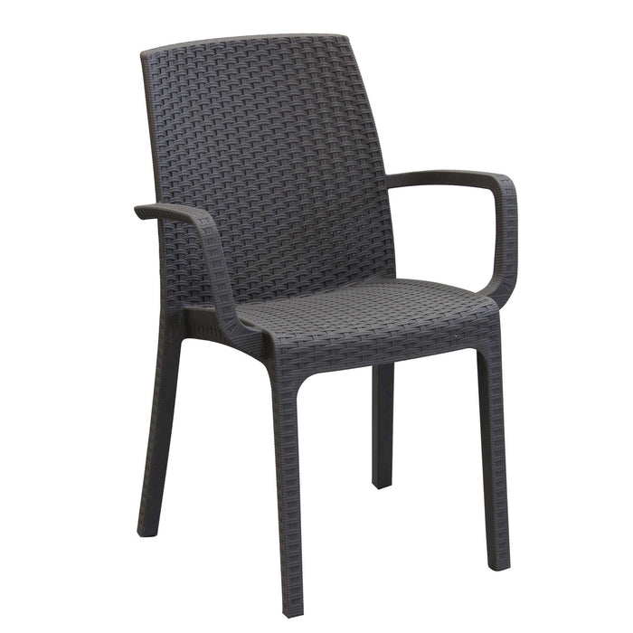 POLTRONA INDIANA IMPILABILE IN POLYRATTAN SINTETICO TAUPE