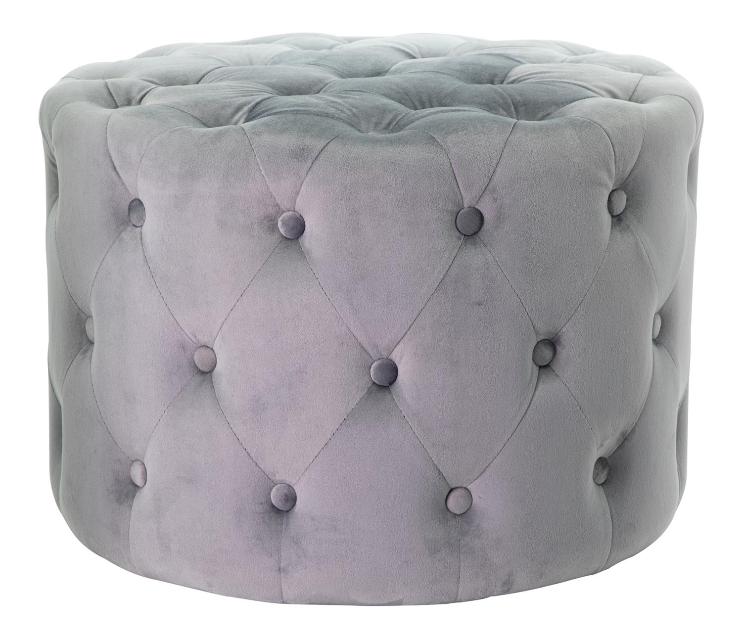 POUF IN VELLUTO CAMILLA DI COLORE GRIGIO SCURO 60 X H 42 CM EFFETTO TRAPUNTATO