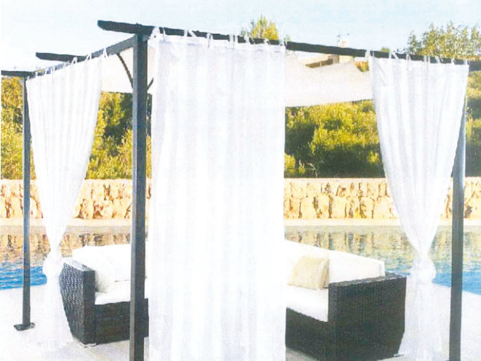 TENDA VELO PER GAZEBO 150 X 280 CM BIANCA CON RIGHE VELATE
