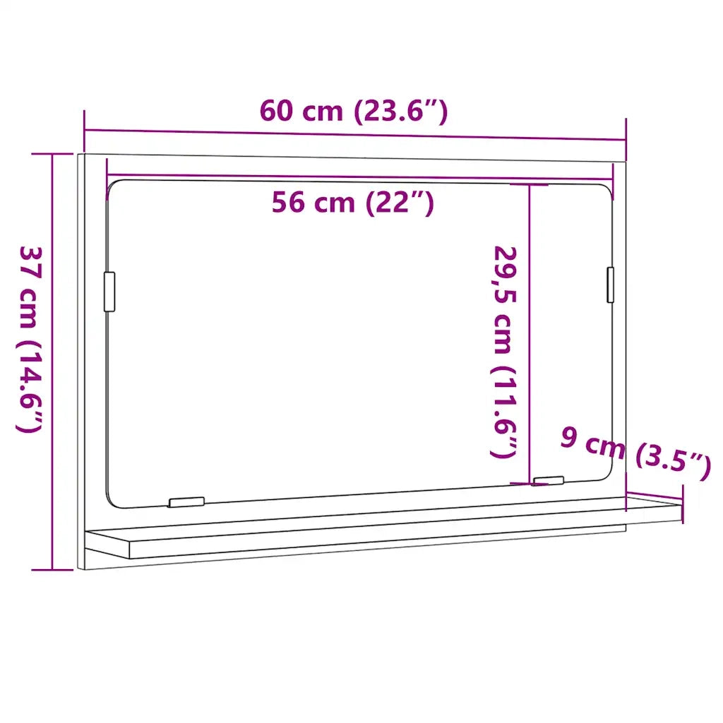 vidaXL Mobile Bagno Specchio Rovere Artigianale 60x11x37 cm Truciolato