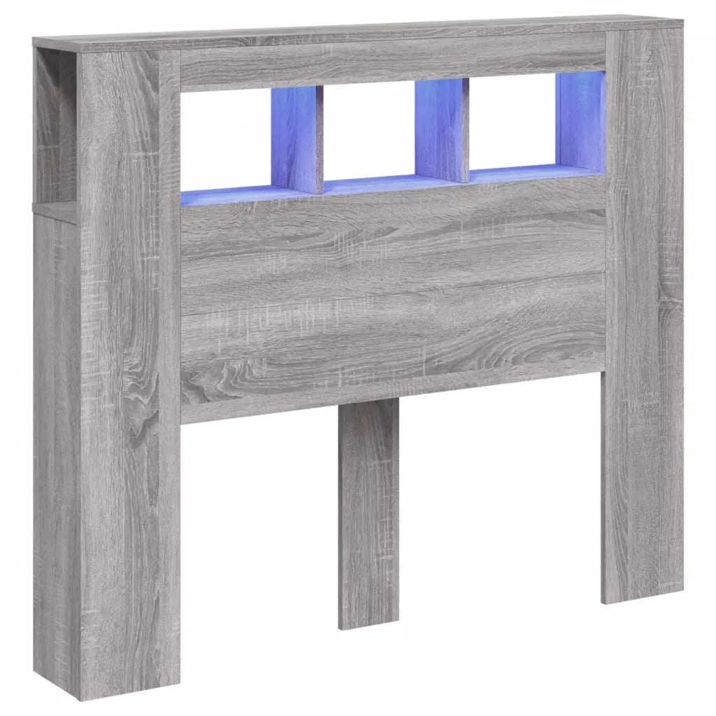 Testiera LED Grigio Sonoma 120x18,5x103,5 cm Legno Multistrato 837342