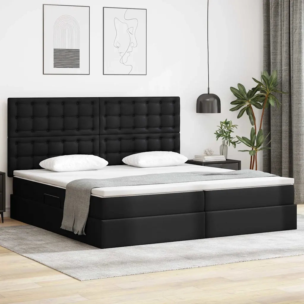 Letto con Contenitore Nero 200 x 200 cm Pelle Sintetica