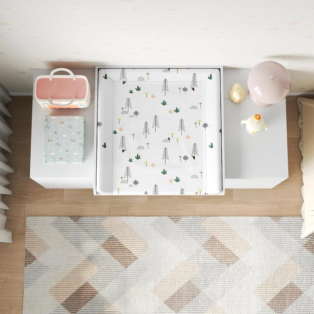 Fasciatoio Neonato, Fasciatoio Universale per Cassettiera con 3 Bordi Rialzati, Profondità Regolabile 47-50 cm, in MDF, 160x80x10 cm (80x80 cm per Bambini)
