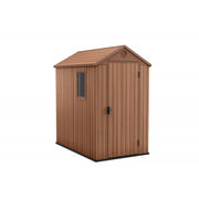 Casetta da giardino in resina EVOTECH+ effetto legno 125,8x184,5x205,1 cm - con pavimento rialzato e finestra laterale - Marrone – Keter