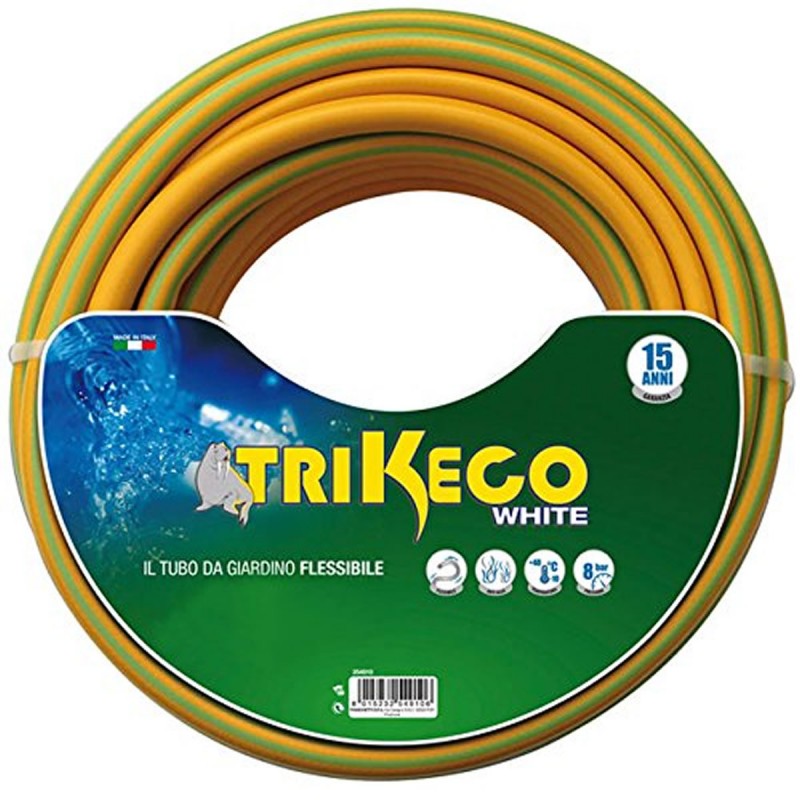 TRIKECO WHITE TUBO GIARDINO IRRIGAZIONE MAGLIATO 1/2" X 25 MT