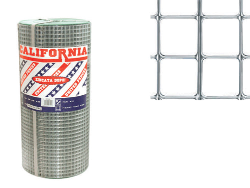 RETE CALIFORNIA ELETTROSALDATA A MAGLIA QUADRA 12X25MM IN ROTOLO DA 25 MT H50 CM