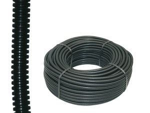 TUBO CORRUGATO PIEGHEVOLE IN PVC NERO CON TIRAFILO D16 ROTOLO DA 25 MT