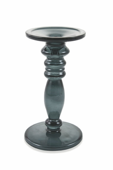 CANDELIERE IN VETRO D10,5XH20,5 GRIGIO