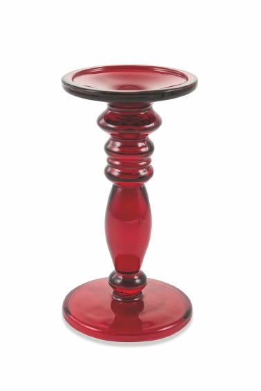 CANDELIERE IN VETRO D10,5XH20,5 ROSSO