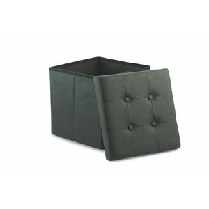 POUF CONTENITORE IN ECOPELLE 38 X 37 X 37 CM NERO