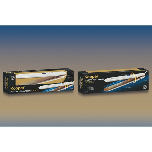 PIASTRA PER CAPELLI DIGITALE IN ACCIAIO E PLASTICA 30 W IN COLORE BIANCO ORO