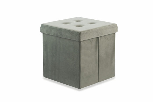 POUF CONTENITORE IN VELLUTO 38 X 37,5 X 37,5 CM GRIGIO