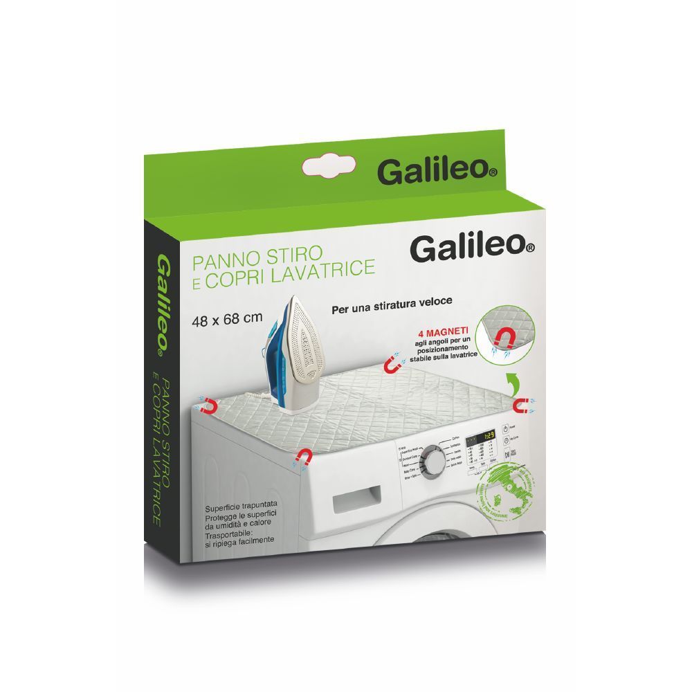 PANNO STIRO E COPRILAVATRICE IN TESSUTO CON MAGNETI 66 X 67 CM COLORE BIANCO