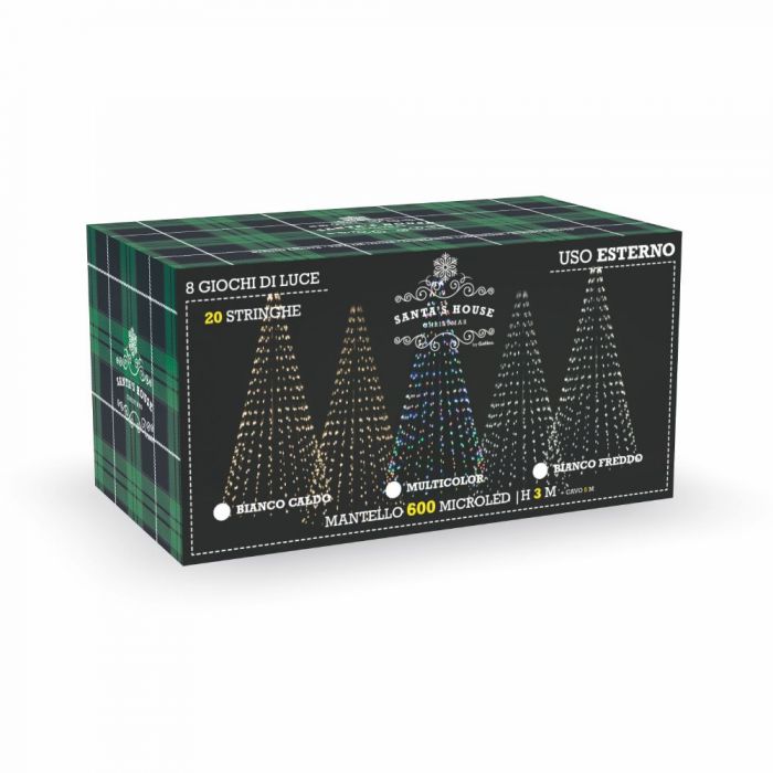 MANTELLO 600 MICROLED ESTERNO BIANCO FREDDO IN PLASTICA RAME E VETRO