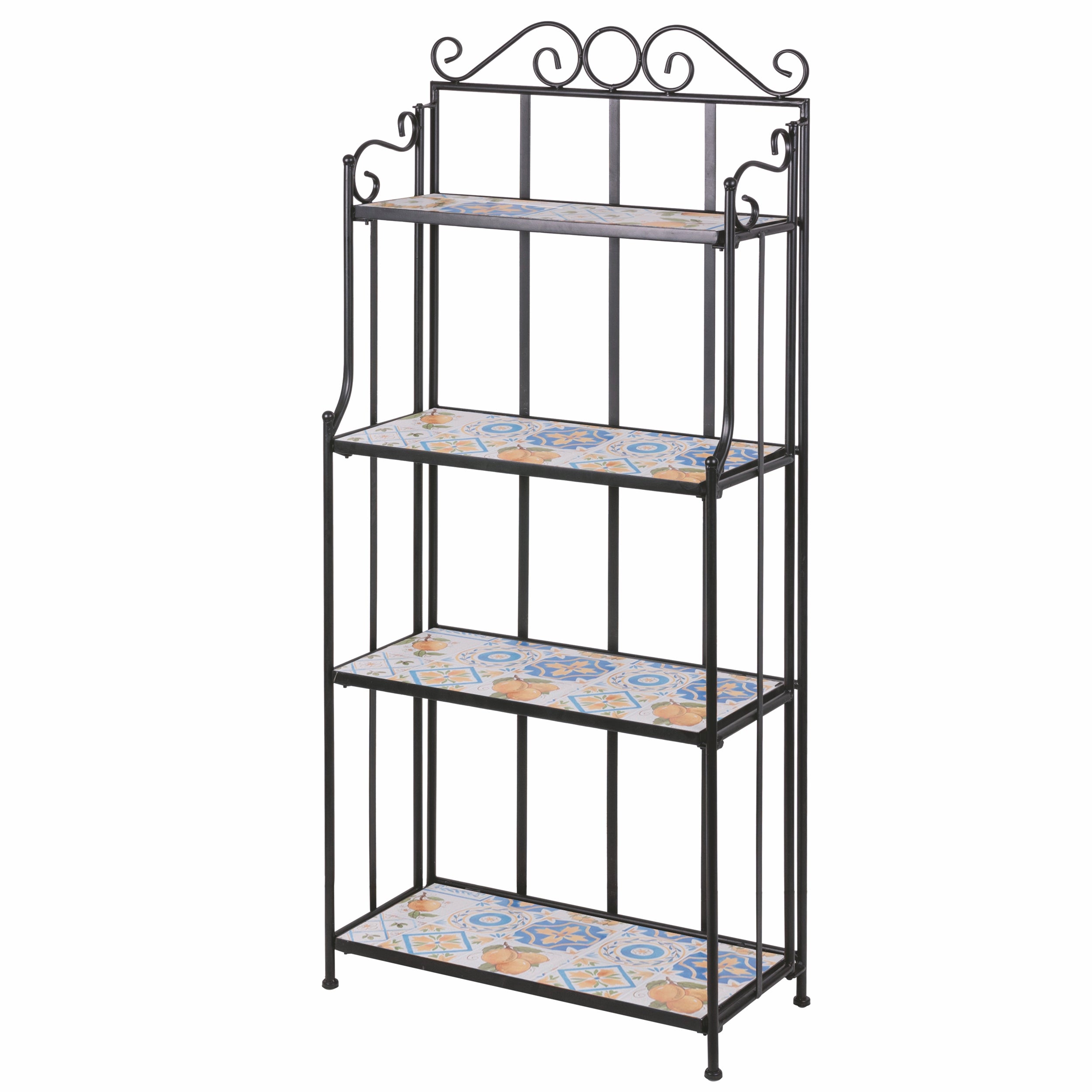 TUSCANY ANGOLIERA RETTANGOLARE IN FERRO BATTUTO EFFETTO MOSAICO 4 RIPIANI 41 X 28 X H131 CM