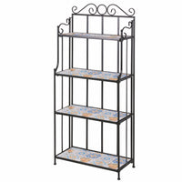 TUSCANY ANGOLIERA RETTANGOLARE IN FERRO BATTUTO EFFETTO MOSAICO 4 RIPIANI 41 X 28 X H131 CM