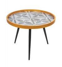 TAVOLINO TONDO IN LEGNO LACCATO 60 X 45 CM GREY FLOWER