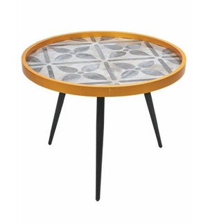 TAVOLINO TONDO IN LEGNO LACCATO 60 X 45 CM GREY FLOWER