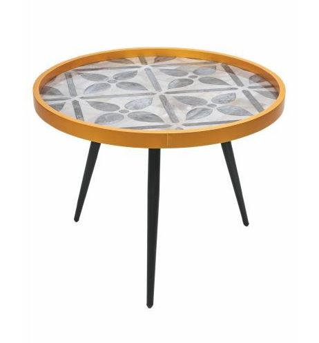 TAVOLINO TONDO IN LEGNO LACCATO 60 X 45 CM GREY FLOWER