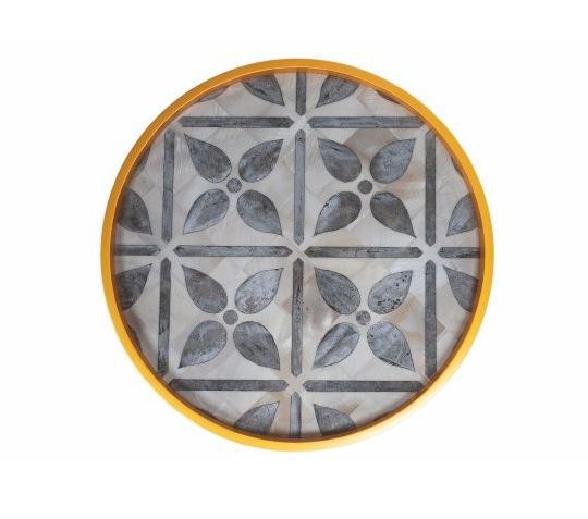 TAVOLINO TONDO IN LEGNO LACCATO 60 X 45 CM GREY FLOWER