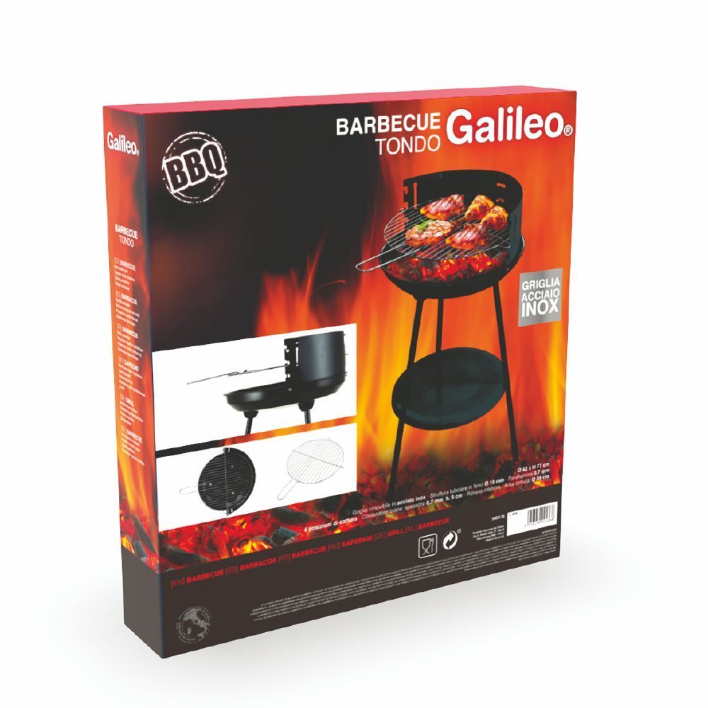 BARBECUE TONDO NERO IN ACCIAIO E METALLO Ø 42 CM H 77 CM
